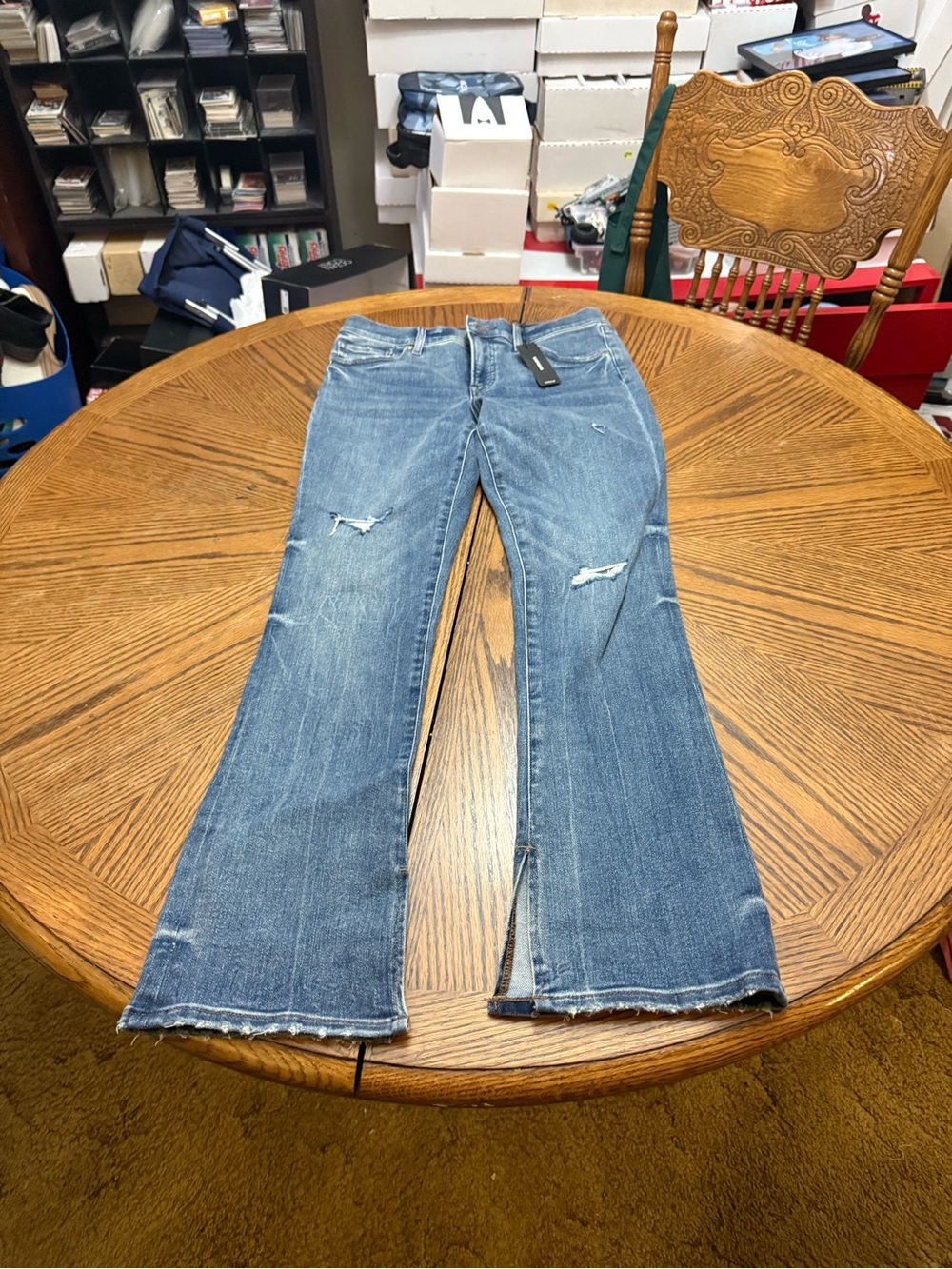 New with Tags Express Women's Distressed Blue Wide Leg Jeans